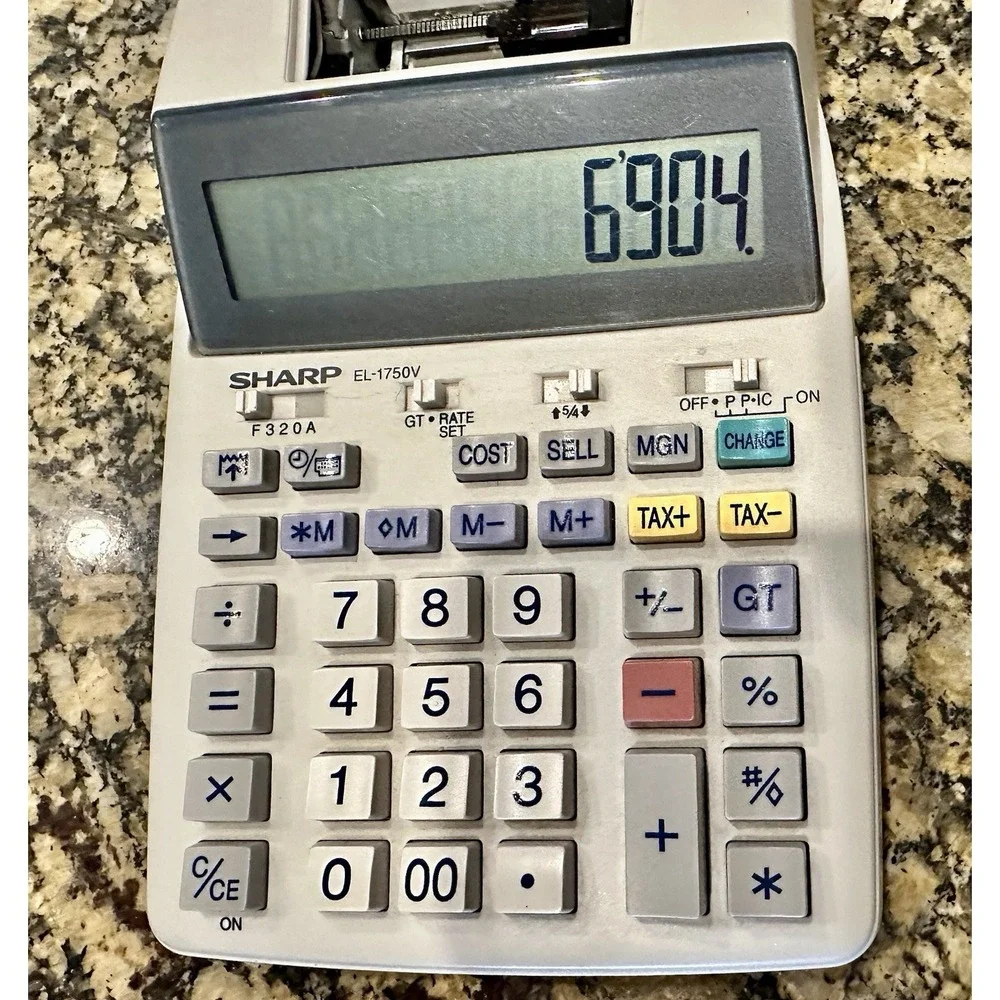 Sharp EL1750V Printing Calculator Works With Electrical‎ Plug Cord